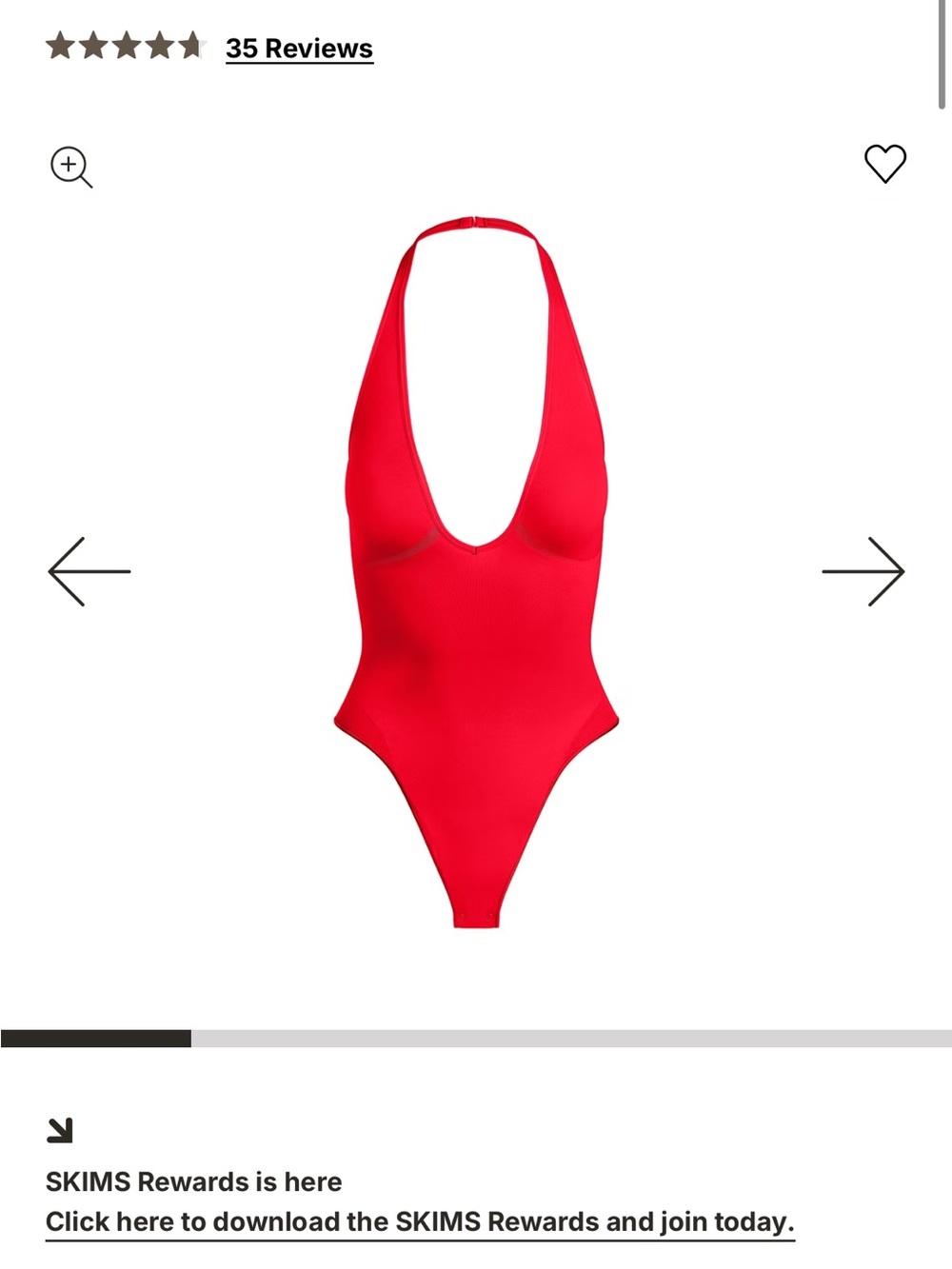 SKIMS Deep Plunge Thong Bodysuit in Red